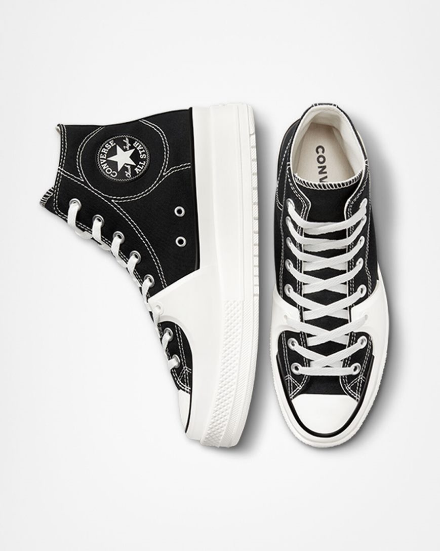 Tenisi Inalti Barbati Converse Chuck Taylor All Star Construct Negrii Albi | RO QDJTH186